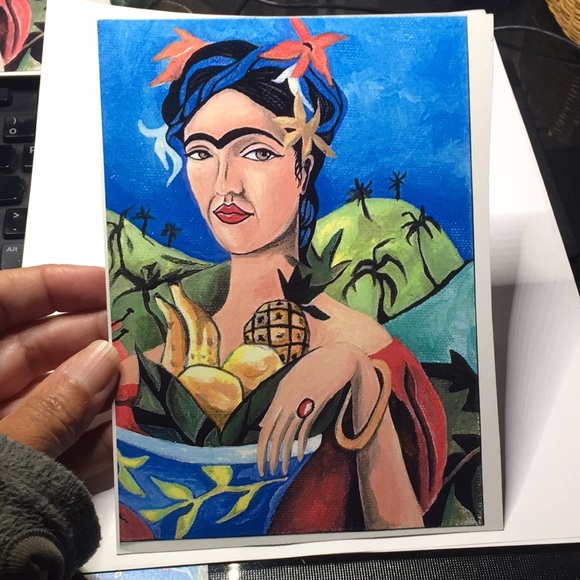 PRINT Frida Kahlo Tropical Portrait - Picture 1 of 2